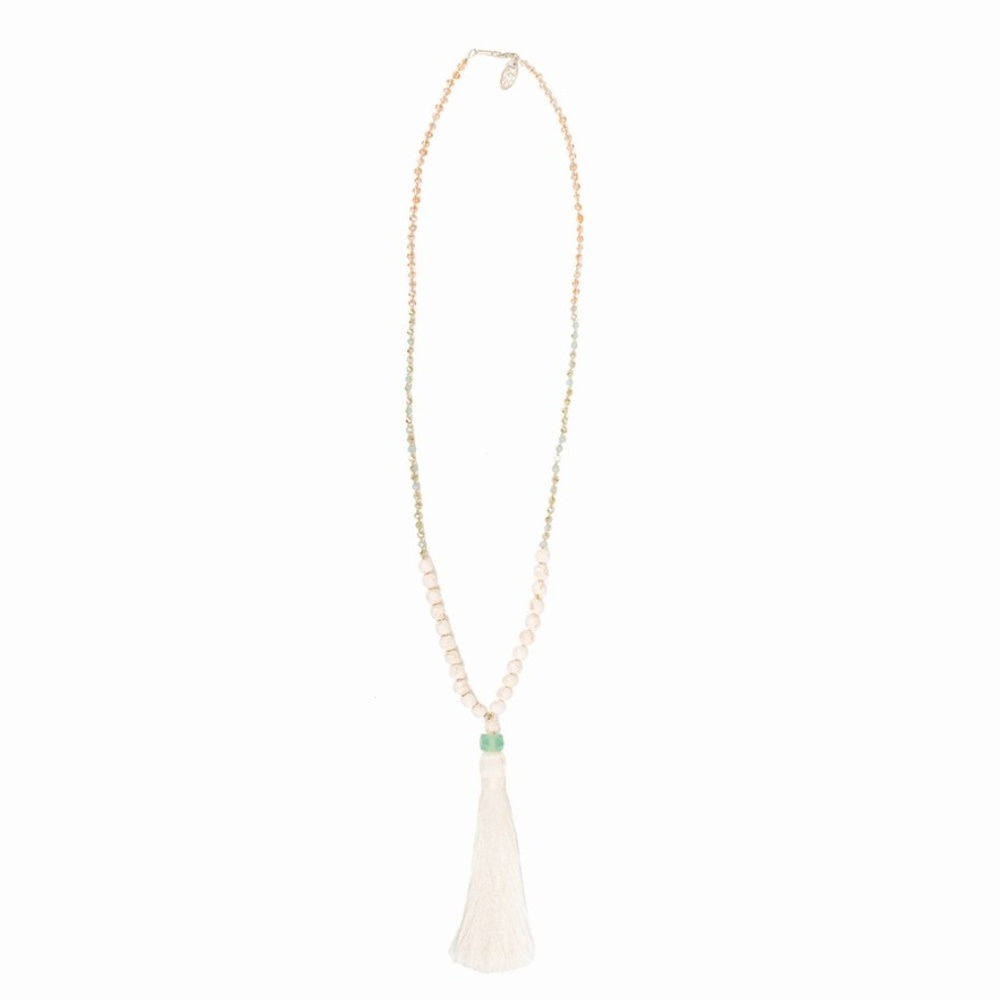Extra Long Tassel World Changing Necklace White